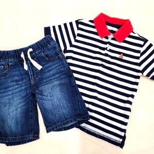 2T BabyGAP boys polo tee and denim shorts EXCELLENT CONDITION (sold together)